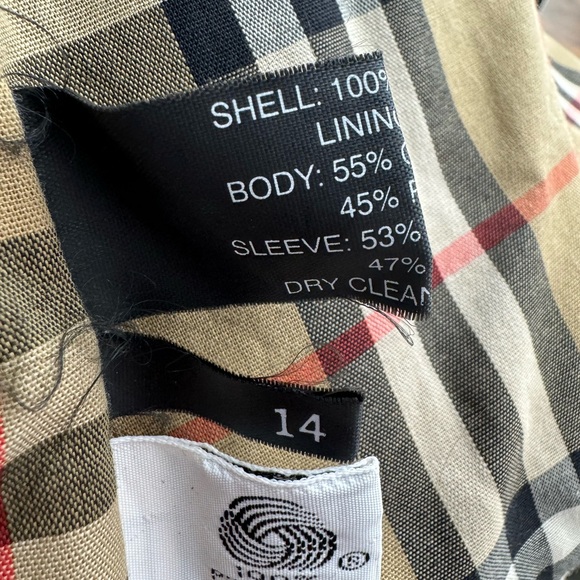 Burberry Women’s Heritage Nova Check Plaid Mid length Trench Coat Size 14 Black - Picture 5 of 6